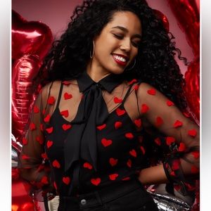 NWT - NY & CO SHEER BLOUSE W/ NECKTIE